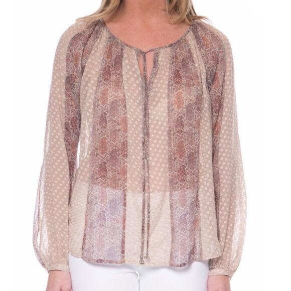 L’Agence Pearl Raglan Boho Peasant Top Medium Sheer Silk Blend Feminine Dainty - Picture 1 of 11